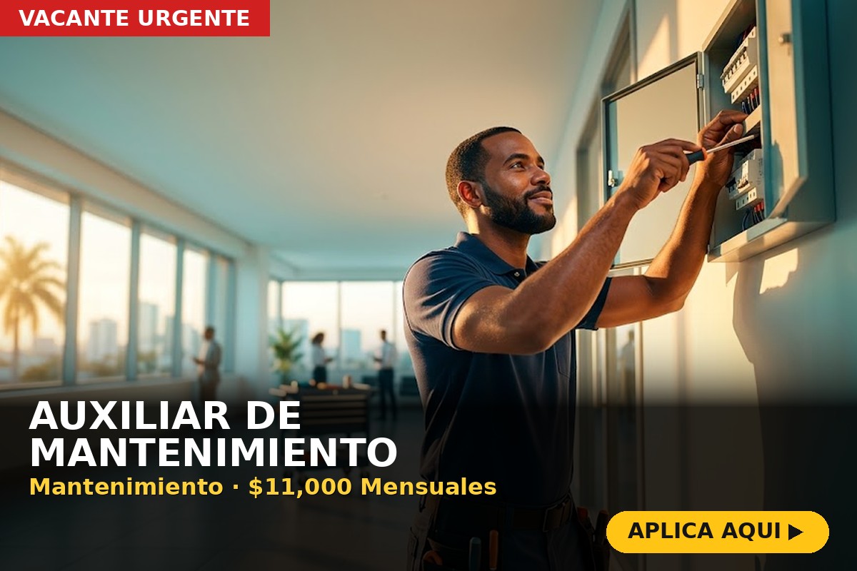 Auxiliar de Mantenimiento: Sueldo de $11,000 Mensuales